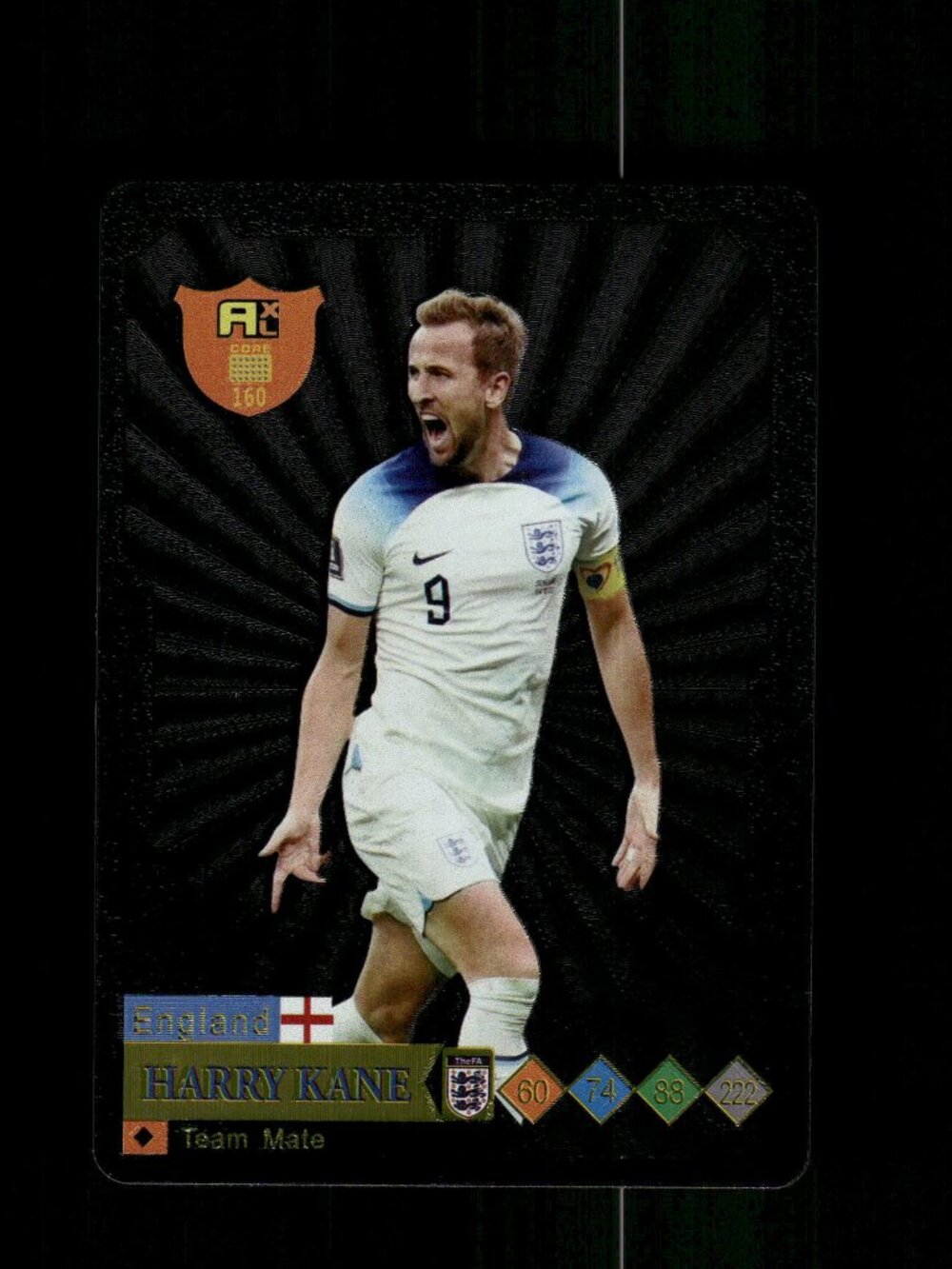 Metallic BLACK HARRY KANE Card Soccer Card ENGLAND Soccer FIFA World Cup